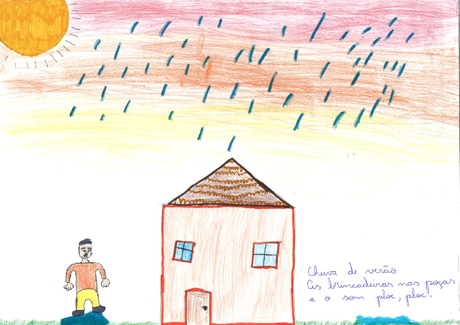 Chuva de verão As brincadeiras nas poças  e o som ploc, ploc 
