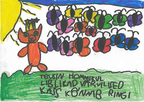 Tõusin hommikul Liblikad värvilised   Kass kõnnib ringi
