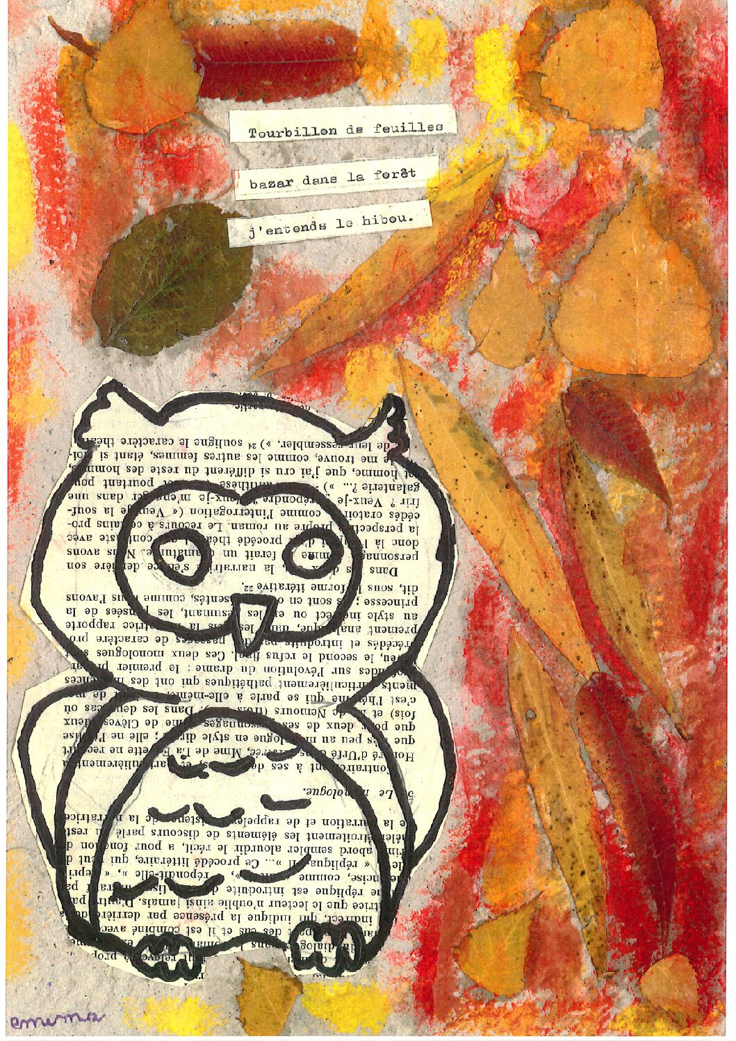 Tourbillon de feuilles bazar dans la foret j'entends le hibou