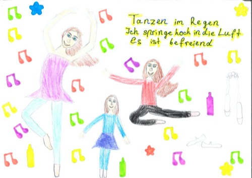 Tanzen im Regen Ich springe hoch in die Luft Es ist befreiend