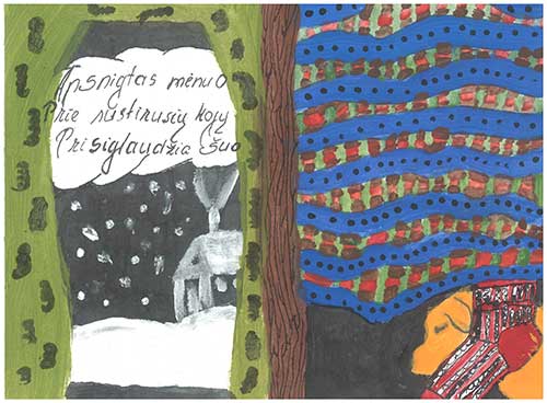 ŽApsnigtas mėnuo Prie sustirusių kojų Prisiglaudžia šuo