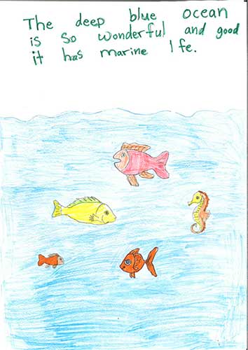 The deep blue ocean Is so wonderful and good It has marine life