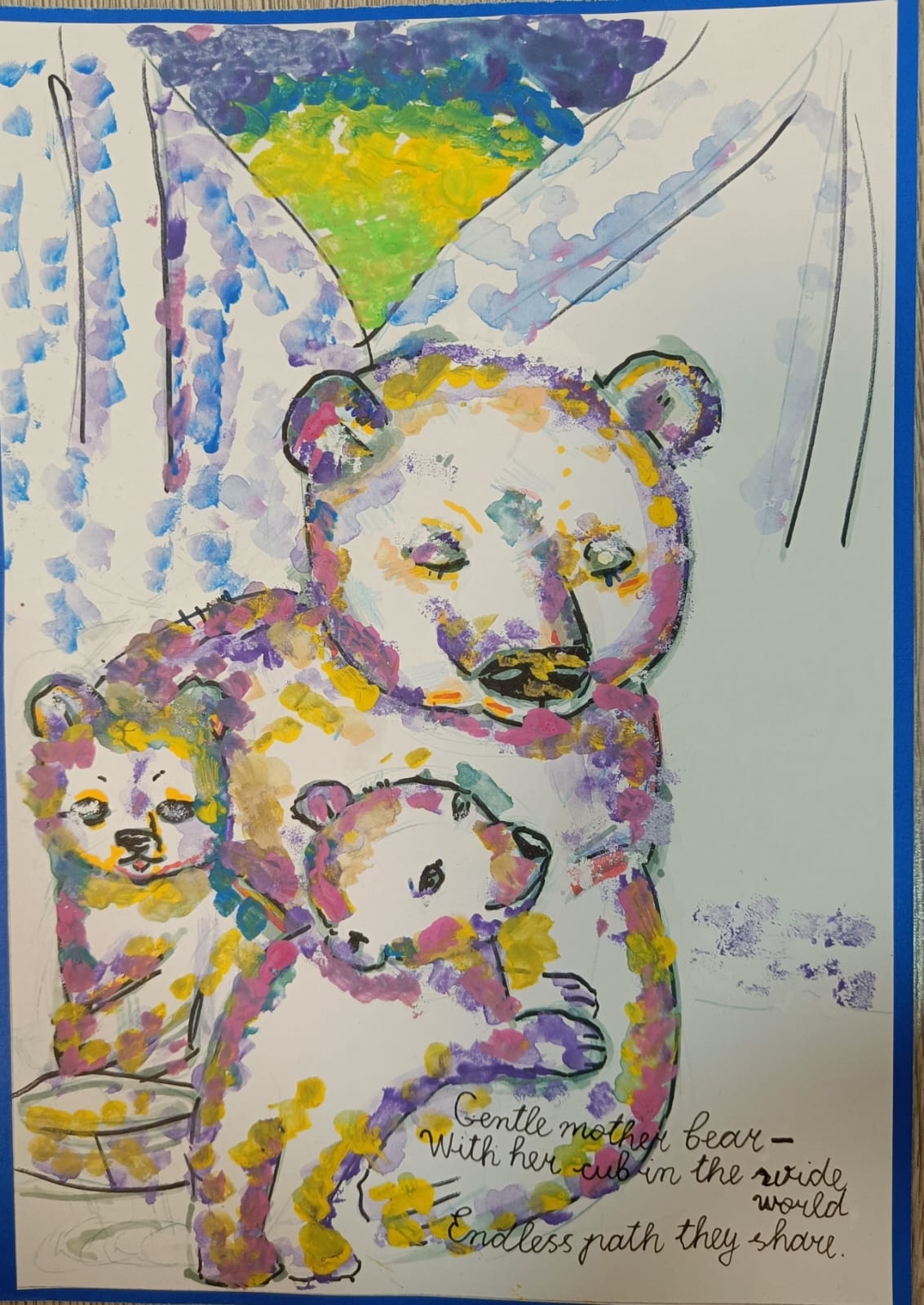 ursoaică blândă - cu puiul său în lume  drum fără sfârșit