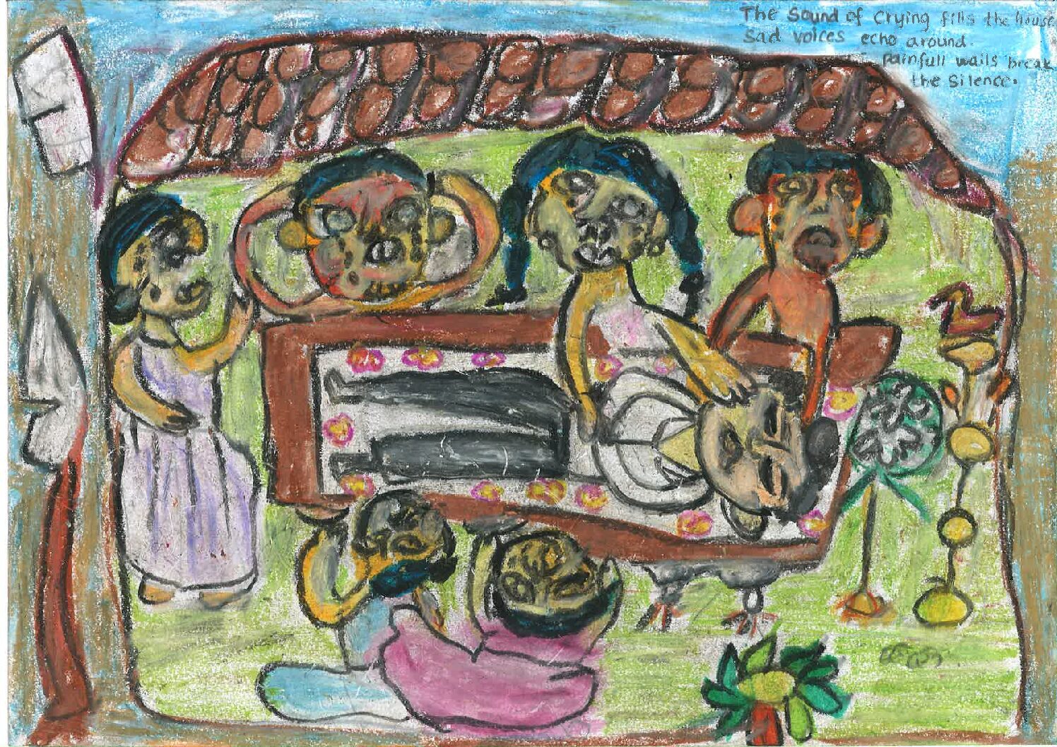 The sound of crying fills the house Sad voice echo around Painful wails break the silence