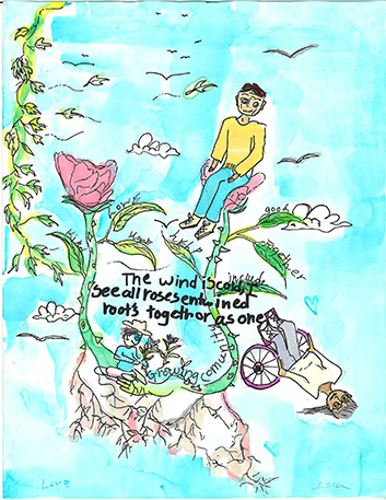 The wind is cold I see all roses entwined root's together as one