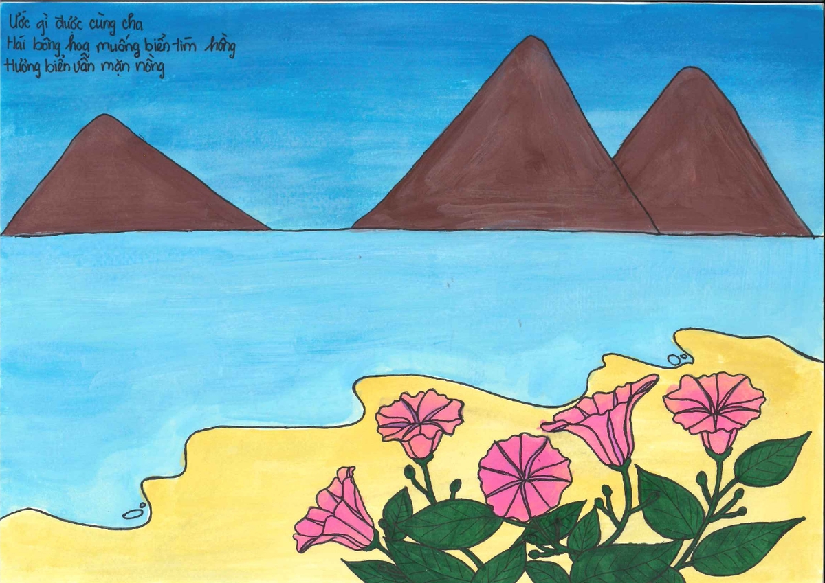 Ước gì được cùng cha Hái bông hoa muống biển tím hồng Hương biển vẫn mặn nồng